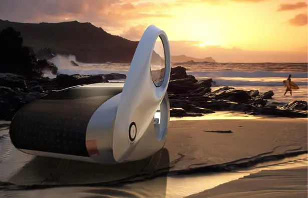 Ecco Solar Powered Futuristic Car Is A Shiny Aluminum Pod For Traveling