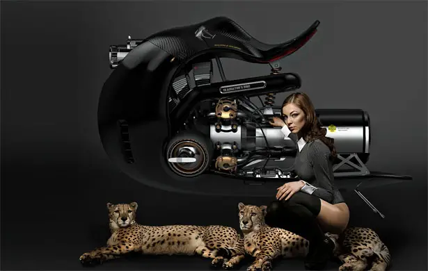 Gladiator bike design exposes all its mechanical elements as you can see 