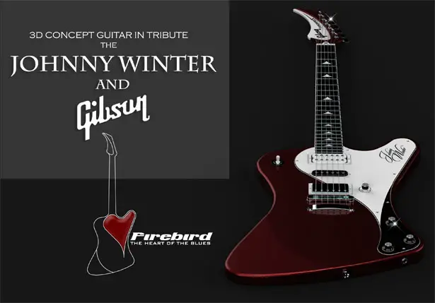 Electric Guitar Concept as Tribute To Johnny Winter and Gibson Firebird Guitar