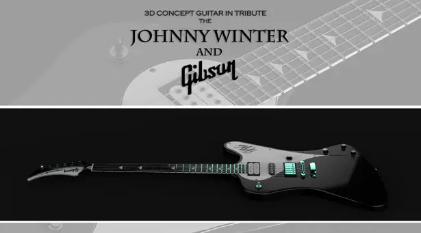 Electric Guitar Concept as Tribute To Johnny Winter and Gibson Firebird Guitar