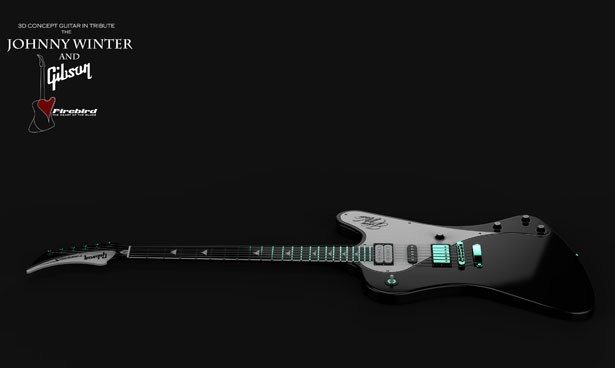 Electric Guitar Concept as Tribute To Johnny Winter and Gibson Firebird Guitar