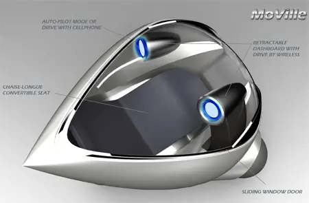 Passenger capsule is shaped in an aerodynamic teardrop shape for maximum
