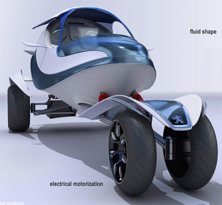 solar power cars. peugeot shoo car concept with