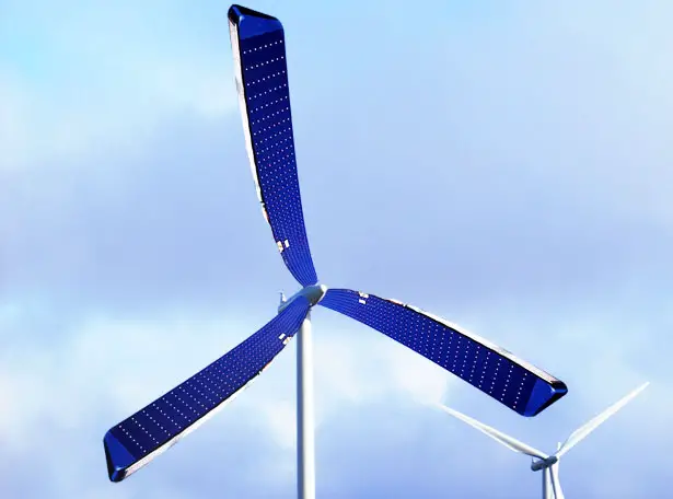 Solar Powered Wind Turbine With A New Set Of Spinning Solar Blades 