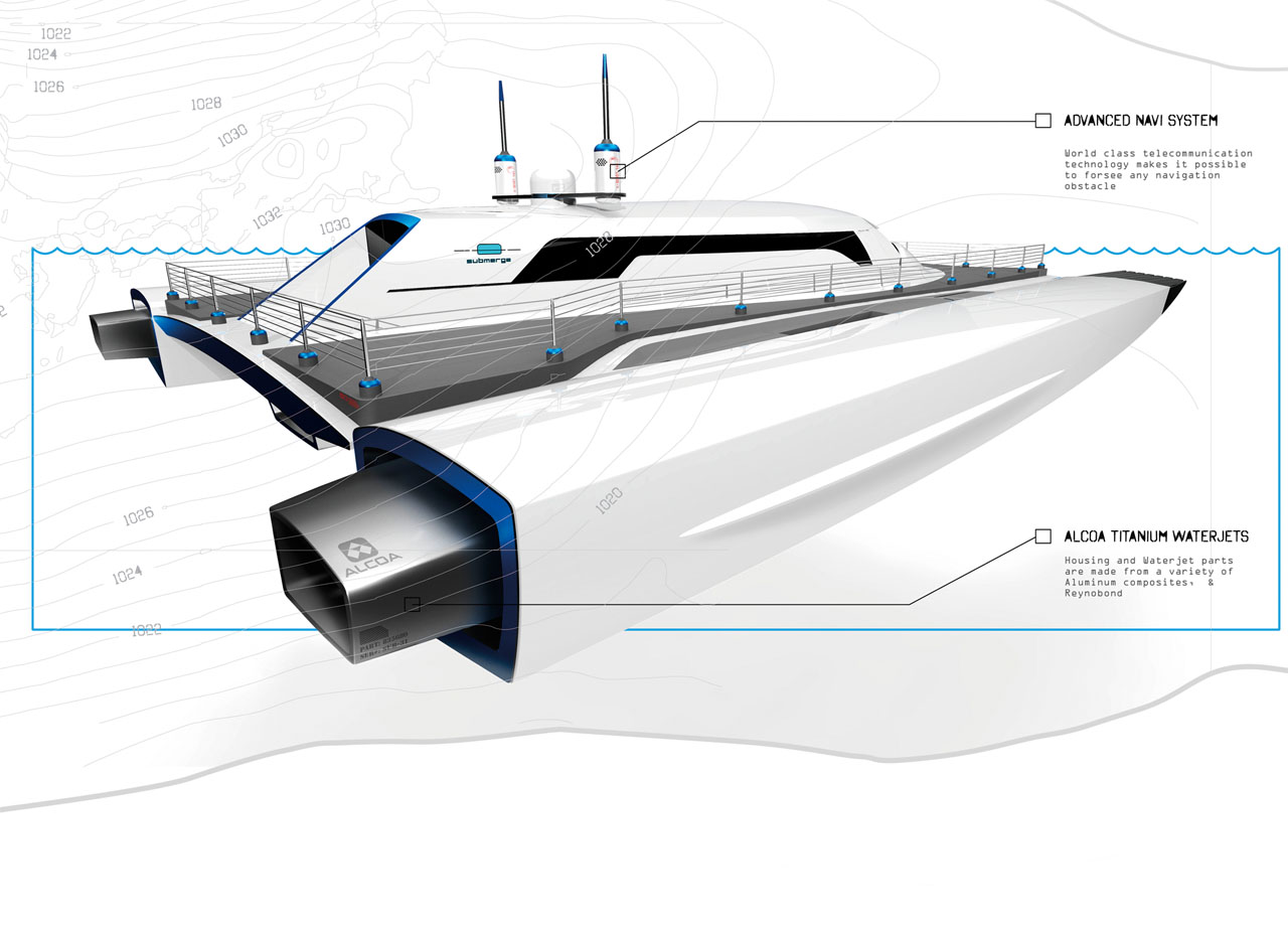 Submerge 150′ Catamaran Powerboat by Alex Marzo - Tuvie