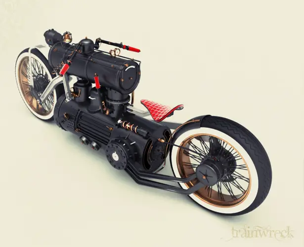 Мотоцикл на паровой тяге Train Wreck от дизайнера Colby Higgins (Фото 2)