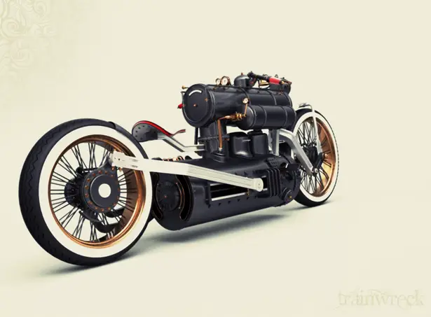 Мотоцикл на паровой тяге Train Wreck от дизайнера Colby Higgins (Фото 3)