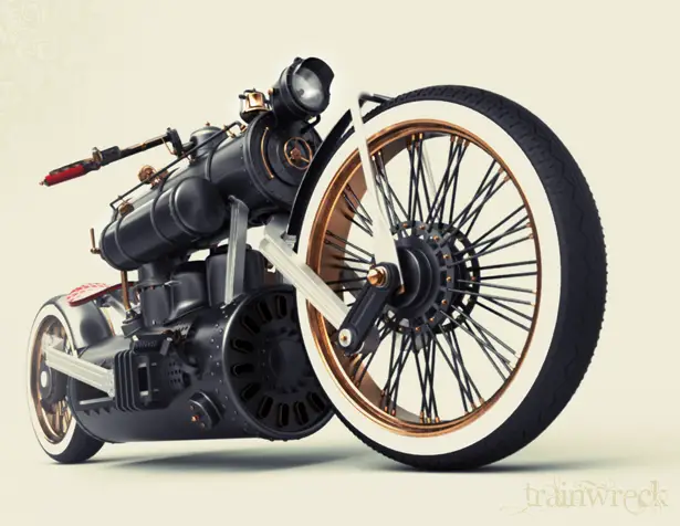 Мотоцикл на паровой тяге Train Wreck от дизайнера Colby Higgins (Фото 4)