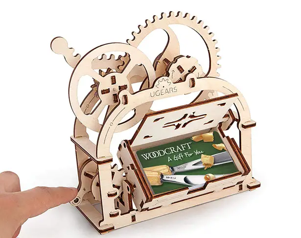 Cool Ugears 3d Moving Business Card Holder Kit Brings Mechanical
