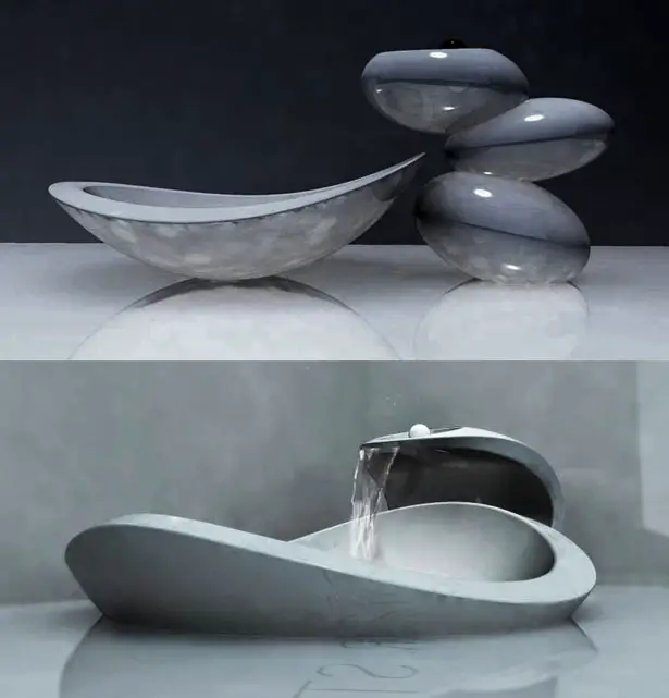 Water Stone Faucet and Sink System by Omer Sagiv