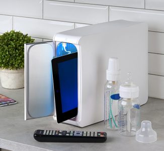 The 10-Minute Sanitizing Chamber Is Large Enough for Tablets or Baby Bottles