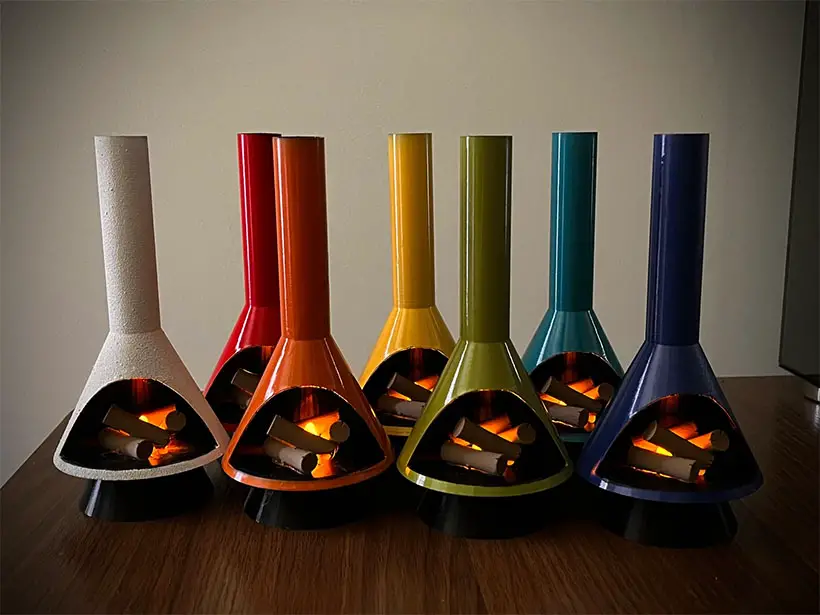 Cool Miniature Mid-Century Modern-style LED Fireplace