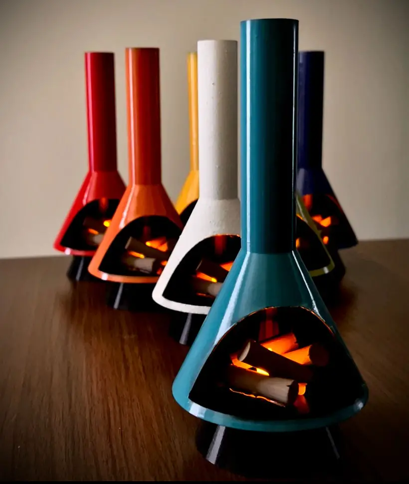 Cool Miniature Mid-Century Modern-style LED Fireplace