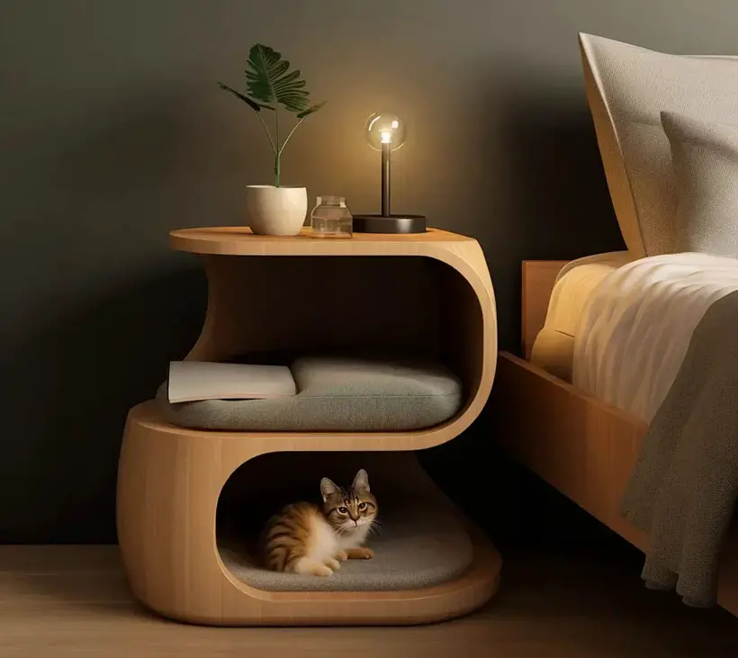 Evian Integrated Cat Bed Nightstand