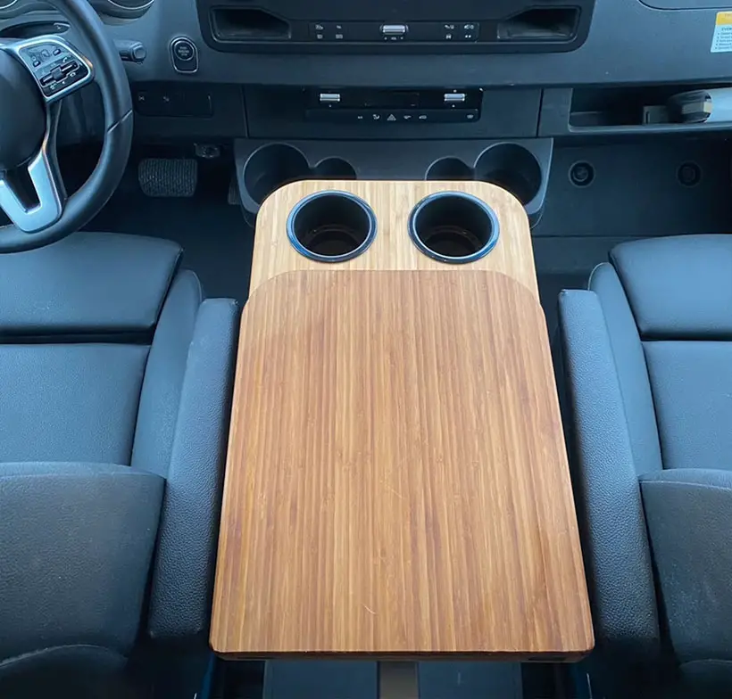 Armrest Bamboo Folding Tabletop with Cup Holders