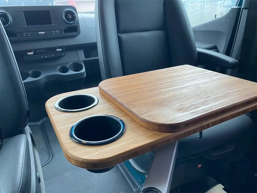 Armrest Bamboo Folding Tabletop with Cup Holders