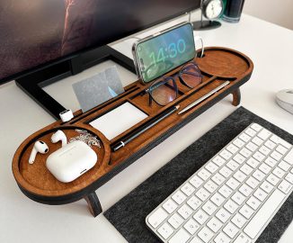 Elevated Wood Office Desk Organizer to Keep Your Desk Neat and Clean