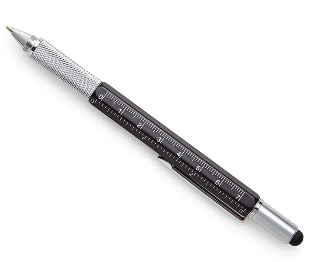 5-in-1 Tool Pen : A Ruler, A Bubble Level, A Screwdriver, A Stylus, and A Ballpoint Pen