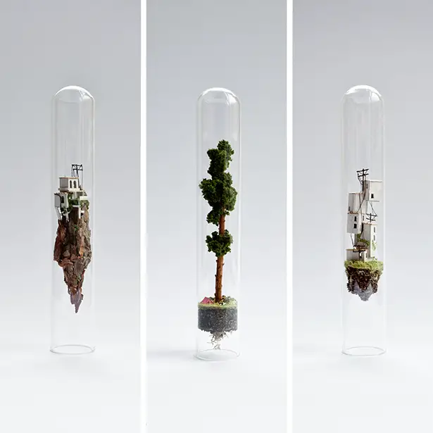 Micro Matter Miniature Sculptures in Glass Test Tubes by Rosa de Jong