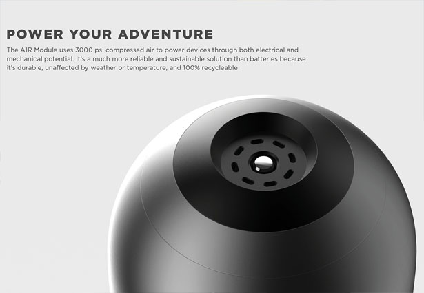 Air Powered Outdoor Gear Concept - Outdoor Enthusiasts Will Never Run Out of Battery Again by Kendall Toerner and Alexander Ordoñez