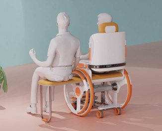 Accompanying Wheelchair Slides Out an Extra Seat for a Caregiver/Companion