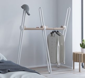 Modern Minimalist Acrobat Hanging Clothes Rack with Added Functionality