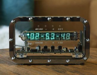 Adafruit Ice Tube Vintage Nixie Clock Housed in Transparent Acrylic Sheet