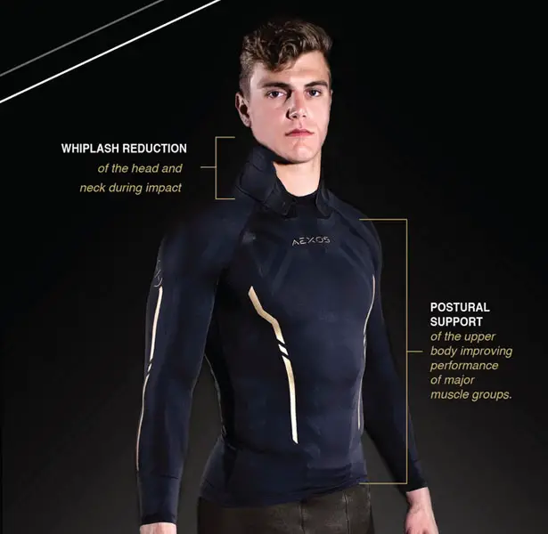 AEXOS HALO Advanced Compression Shirt Reduces Whiplash Injury and Concussion