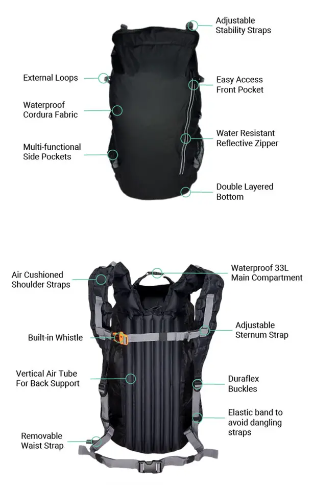 Air Pack Lightweight Backpack with Air-Cushioned Shoulder Straps - Tuvie