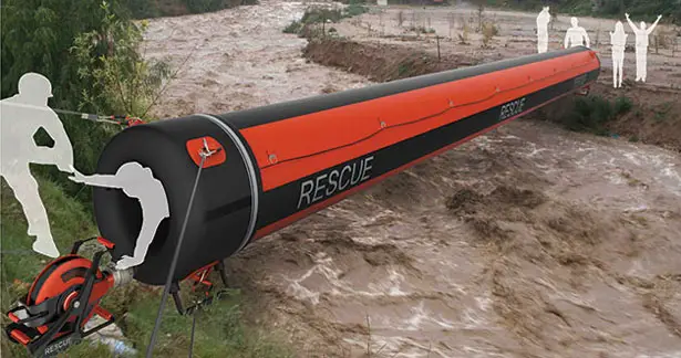 Air Rope Inflatable Rescue Tunnel for Safely Cross Flooded River