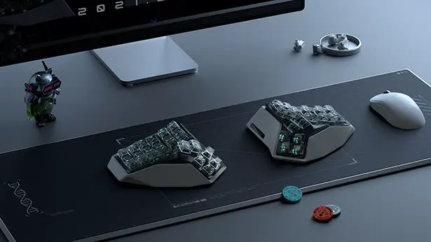 AM HATSU Organically 3D Shaped Wireless Split Keyboard by Angry Miao