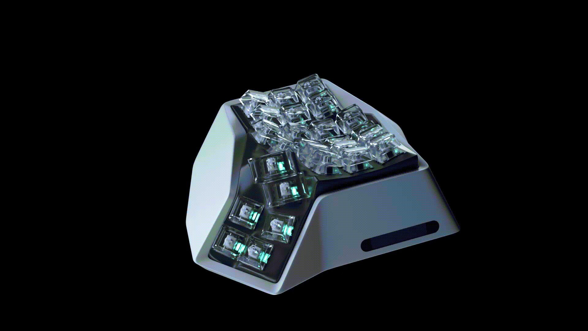 AM HATSU Organically 3D Shaped Wireless Split Keyboard by Angry Miao