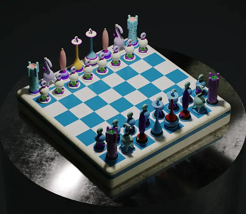 Another Kingdom: Light Stage Chess Set by Taras Zheltyshev