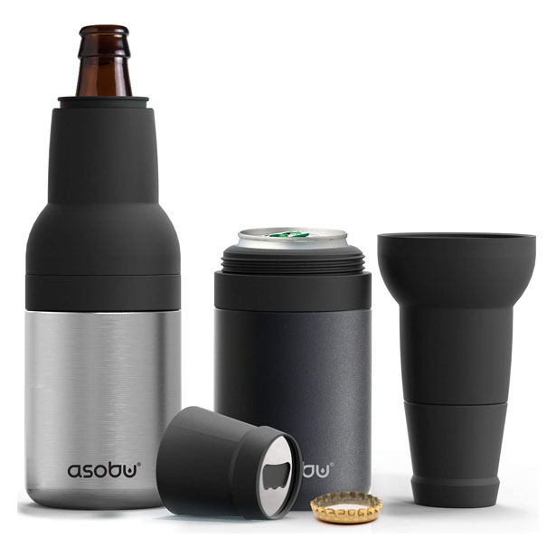 Asobu Frosty Beer 2 Go - Vacuum Insulated Stainless Steel Beer Bottle and Can Chiller