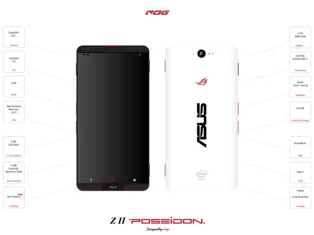 Asus Z2 Poseidon Is A Cell Phone Design Proposal for Extreme Gamers by Mladen Milic