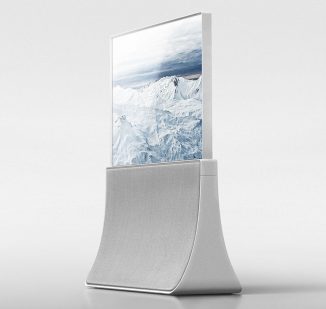 Atelier TV and Audio Speaker in One with Height-Adjustable Screen