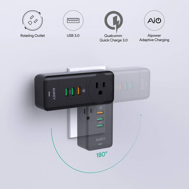 AUKEY USB Wall Charger with Rotate Plug