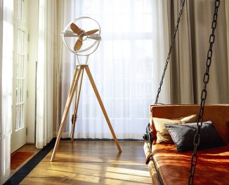 Aura Minimalist Standing Fan with Unique Propeller Geometry