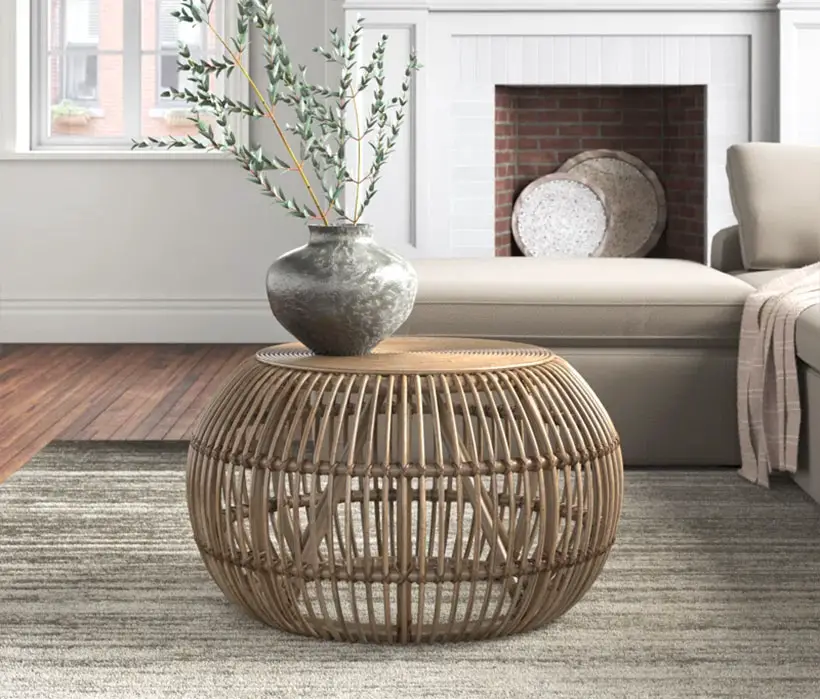 Ava Rattan Drum Coffee Table