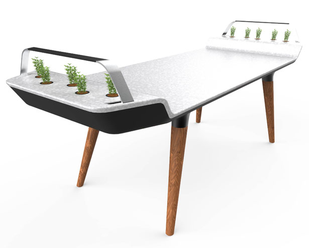 AVIA Dining Table With Small Hydroponic Gardens by Gavin Rea