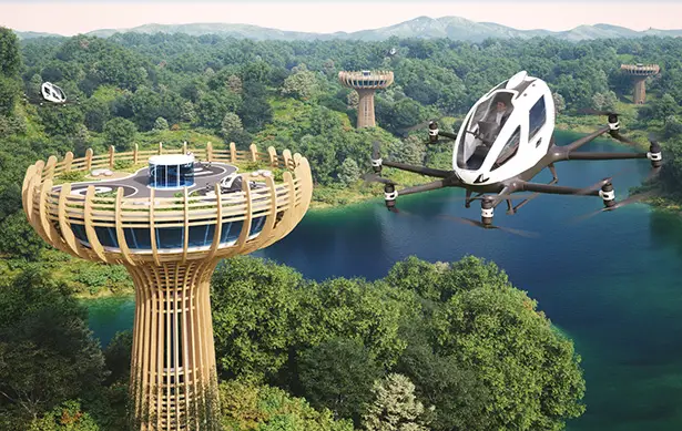 Ehang Baobab Eco-Sustainable Vertiport by Giancarlo Zema Design Group