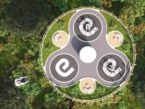 Ehang Baobab Eco-Sustainable Vertiport by Giancarlo Zema Design Group