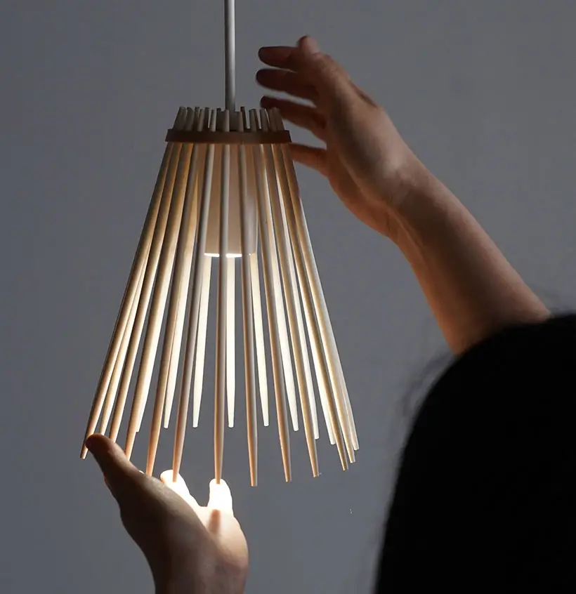 Basketclub Lamp Shade Crafted from Chopsticks