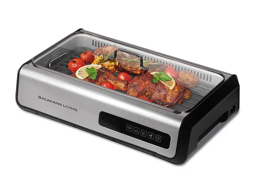 Baumann Living Indoor Smokeless Grill with Smart LED Touch Screen