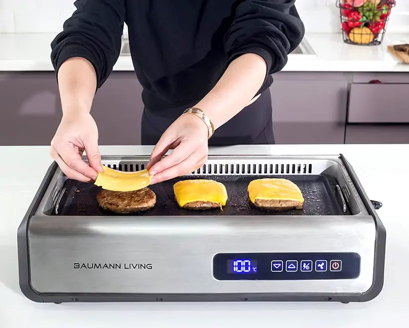 Baumann Living Indoor Smokeless Grill with Smart LED Touch Screen