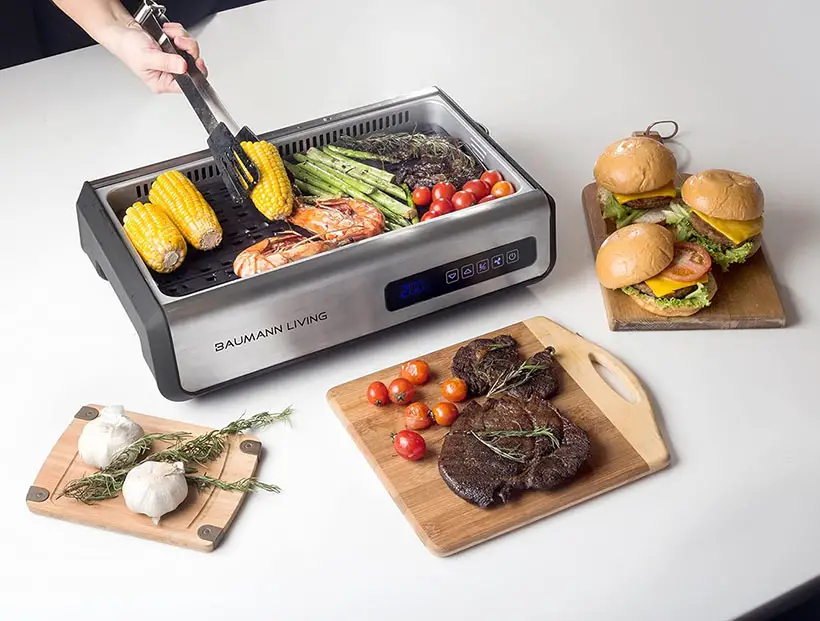 Baumann Living Indoor Smokeless Grill with Smart LED Touch Screen