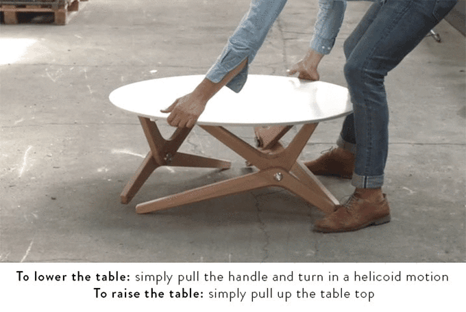 Boulon Blanc Transformable Table : From Dining Table to Coffee Table in One Second