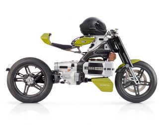 Futuristic BST HyperTEK Electric Motorcycle with Built-in Sound Generator