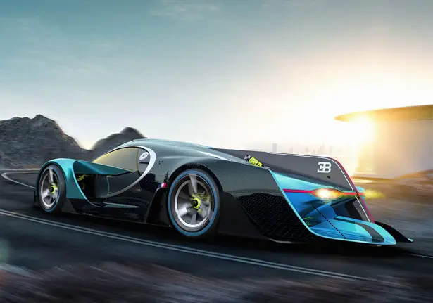 Bugatti Concept Proposal : Bugatti Inspired Futuristic Racing Car by Adrian Biggins