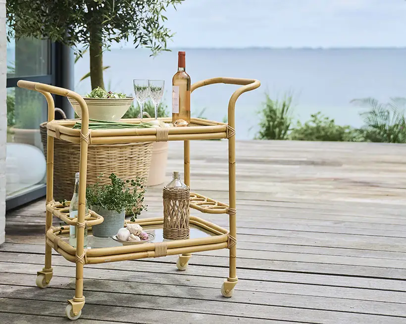 Carlo Rattan Outdoor Bar Cart by Sika Design